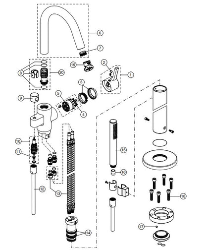 Ideal Standard Joy badmengkraan vrijstaand opbouwdeel mat silver PVD