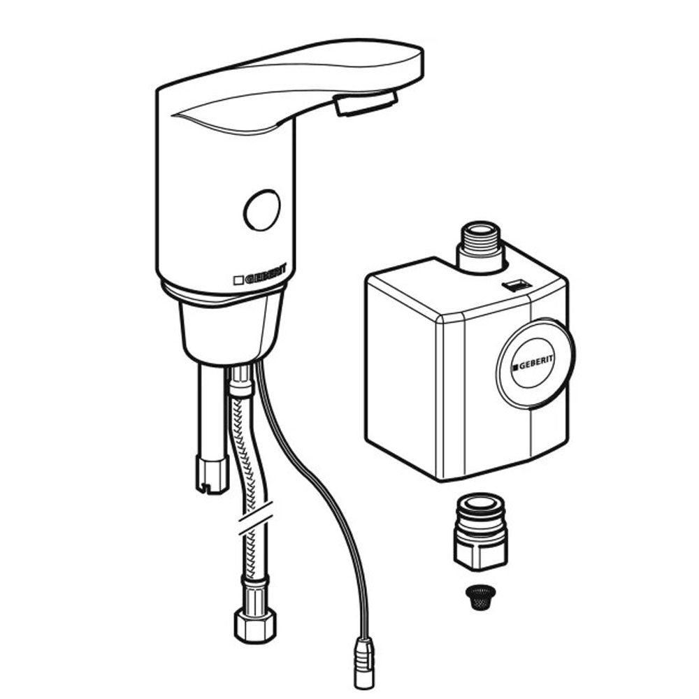 Geberit 185 infrarood elektronische wastafelkraan zonder menging, met generatorvoeding, chroom