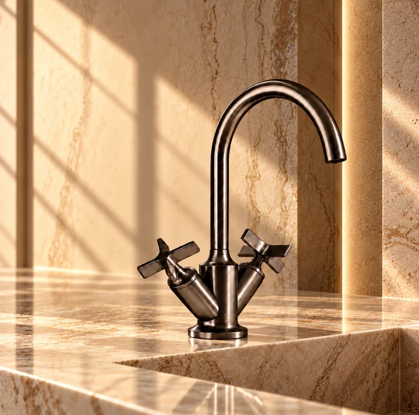 Dornbracht VAIA 1-gats wastafelmengkraan met afvoergarnituur - Dark Platinum geborsteld (22513809-99)