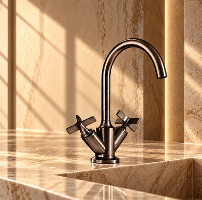 Dornbracht VAIA 1-gats wastafelmengkraan met afvoergarnituur - Dark Platinum geborsteld (22513809-99)