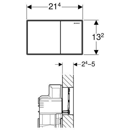 Geberit Sigma 60 toilet dual flush spoeling bedieningspaneel, geborsteld chroom