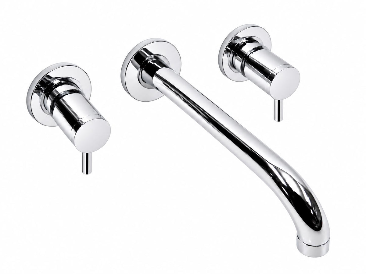 Supergrif 3 gats design wand wastafelmengkraan met 300 mm uitloop Chroom