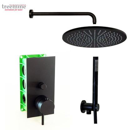 Treemme Studio compleet luxe inbouw set 2-weg douche thermostaat hoofddouche Ø 225 mm, mat zwart