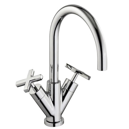 Treemme Basetta Line met kruisgrepen design wastafelkraan chroom