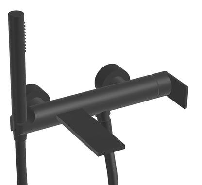 Treemme Ran 1-greeps opbouw design badmengkraan met omstel en douchegarnituur, mat zwart