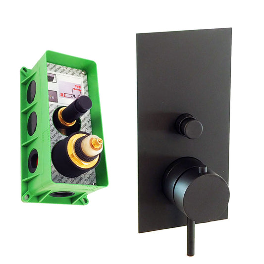 Treemme Studio Design-collectie COAX inbouw thermostaat mengkraan met 2-weg omstelling mat zwart