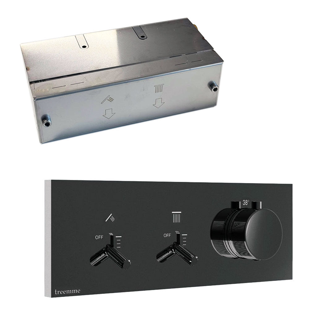 Treemme Watt design inbouw douchekraan thermostatisch met omstel Mat Zwart