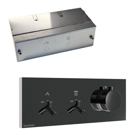 Treemme Watt design inbouw douchekraan thermostatisch met omstel Mat Zwart