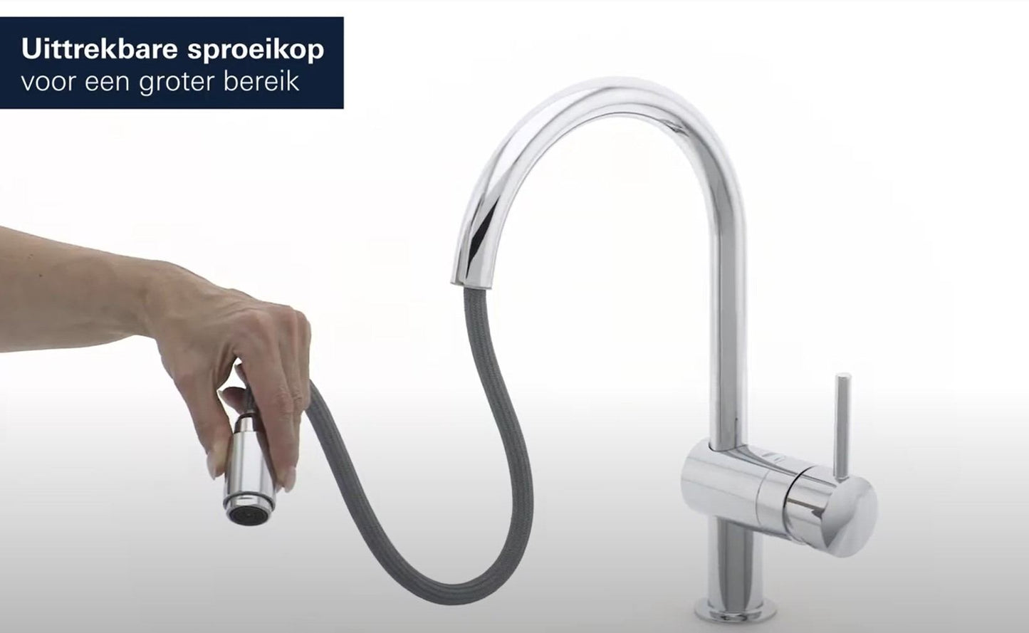 GROHE Minta keukenkraan C-uitloop met uittrekbare mousseur chroom 