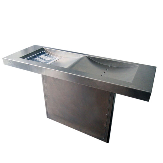 Unieke RVS dubbele design wastafel – vrijstaand op RVS voet