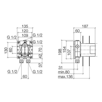 Dornbracht Generic Inbouwthermostaat 2-Weg Compleet Doucheset met Wandbevestiging en Hoofddouche Ø 220 mm – Platina Mat