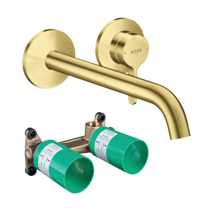 Hansgrohe AXOR One wastafelkraan wand inbouw met rechte greep en voorsprong 220 mm, geborsteld messing