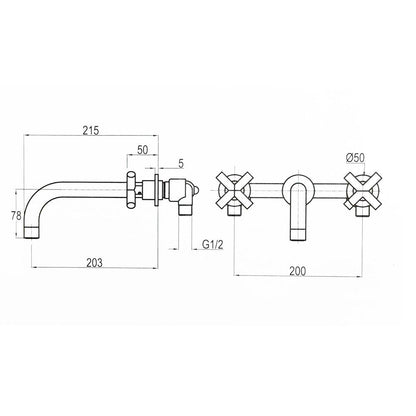 Plieger Cross 3 gats inbouw wandmengkraan uitloop 200 mm geborsteld chroom (RVS)