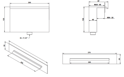 Bongio Project Line Wellness inbouw thermostaat doucheset 3-weg hoofddouche met waterval/cascade, mat zwart