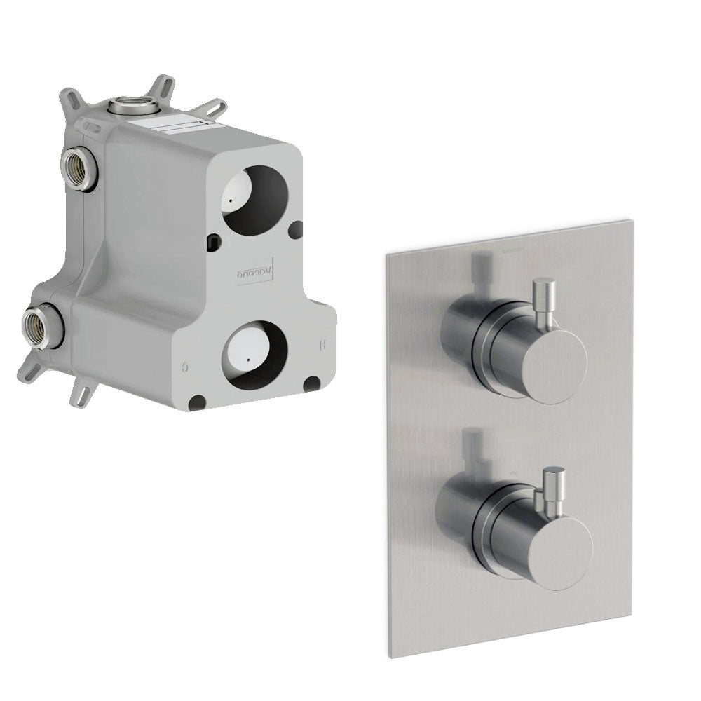 Varano 3-weg inbouw + afbouwdeel douche thermostaatkraan RVS PVD