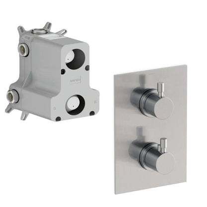 Varano 3-weg inbouw + afbouwdeel douche thermostaatkraan RVS PVD