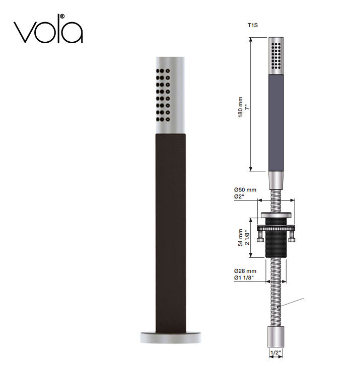 Vola T1MS/150-16 handdouche garnituur met doucheslang 1,5 meter chroom