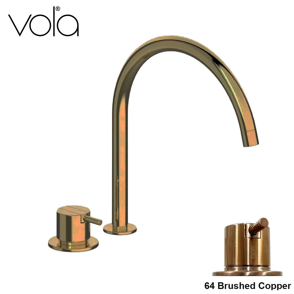 Vola 590H-64 monoknop 2 gats mengkraan geborsteld koper