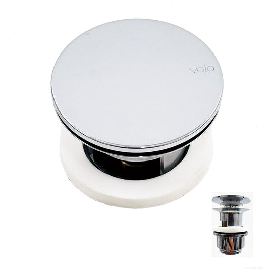 Vola A62-16 afvoerplug met overloop, 1¼", met push open functie chroom