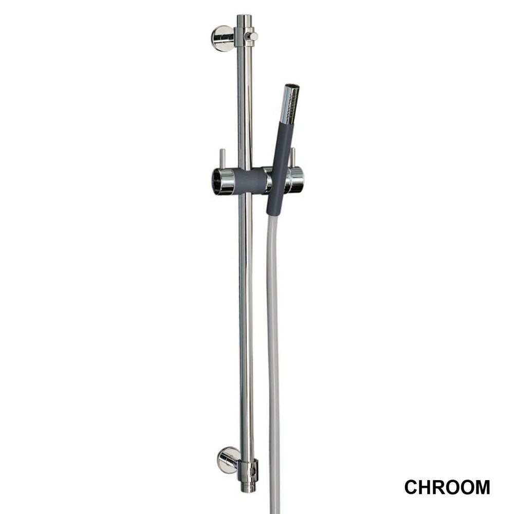 Vola T34-16 glijstangset met handdouche T2 en metalen doucheslang 1500 mm, totale lengte 630 mm, chroom