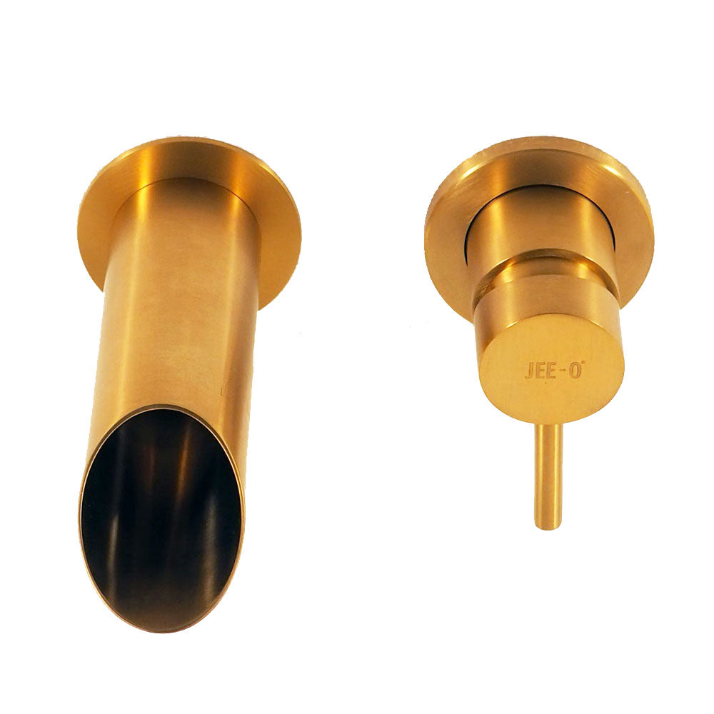 JEE-O Pure 2 gats luxe wand wastafelmengkraan dark gold (mat goud PVD gecoat RVS)