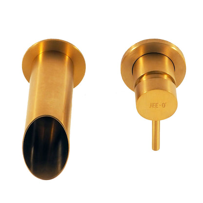 JEE-O Pure 2 gats luxe wand wastafelmengkraan dark gold (mat goud PVD gecoat RVS)