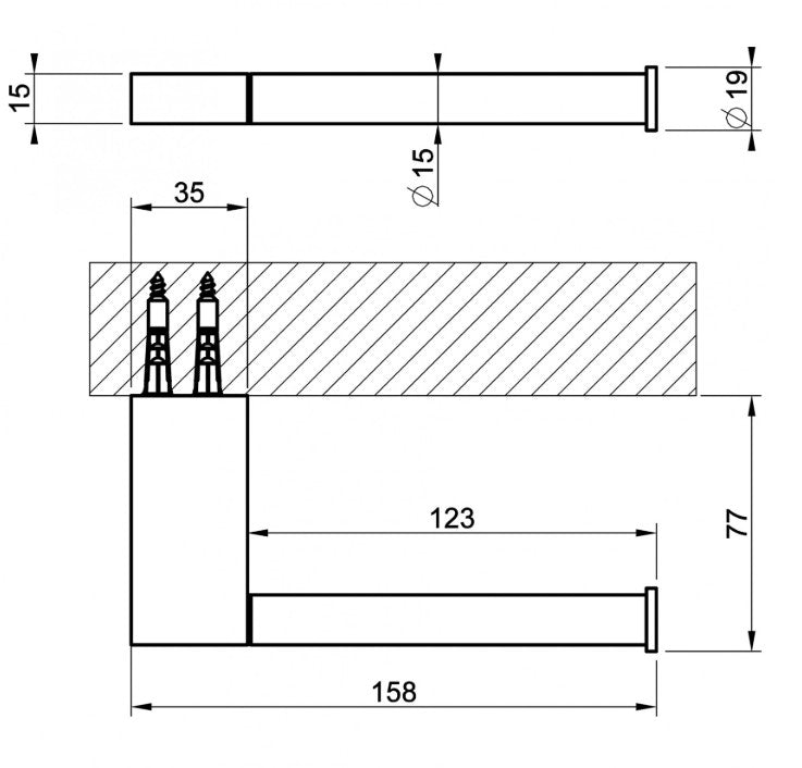 Gessi Origini toiletaccessoires set met toiletrolhouder, haak en wand-wc-borstelhouder, uitgevoerd in donker brons