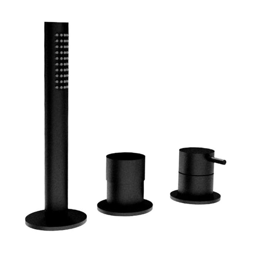 Waterevolution Flow 3-gats badmengkraan zonder uitloop voor badrandmontage, mat zwart 