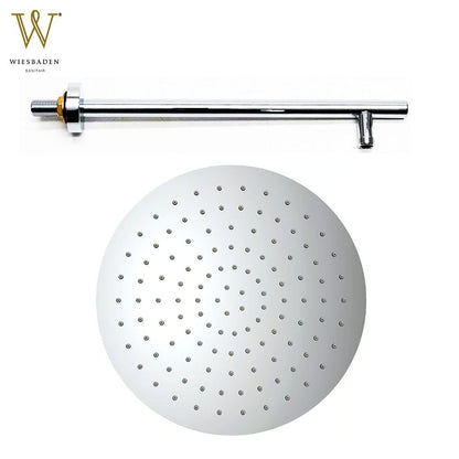 Wiesbaden UFO Luxe hoofddouche rond 400 mm Ultra plat met rechte douchearm, chroom