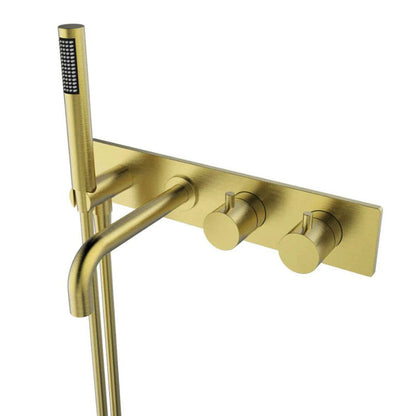 Wiesbaden Style bad Thermostaatkraan Inbouw 2-knops geborsteld goud