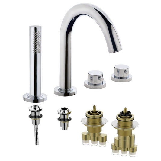 Wiesbaden Caral 4-gats badrandkraan incl. basisgarnituur 2-knop chroom