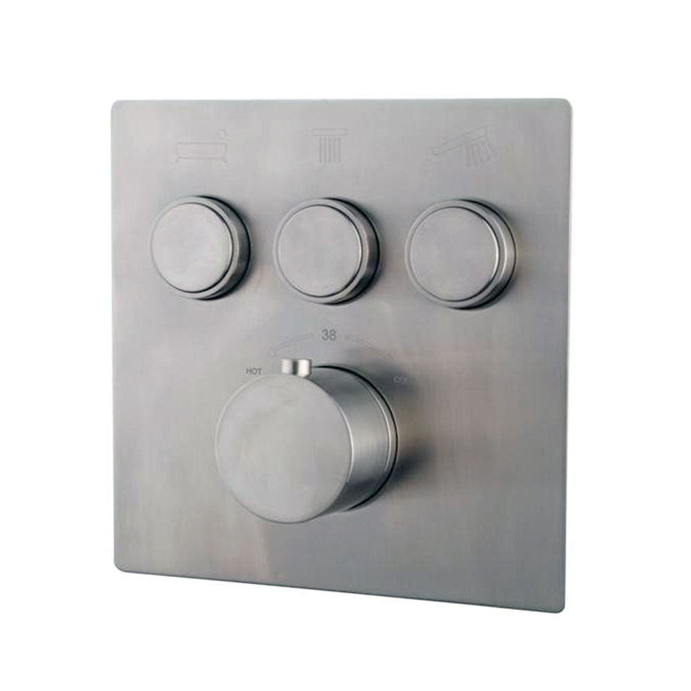 Wiesbaden Caral Klik afbouwdeel 3-weg thermostatisch staal