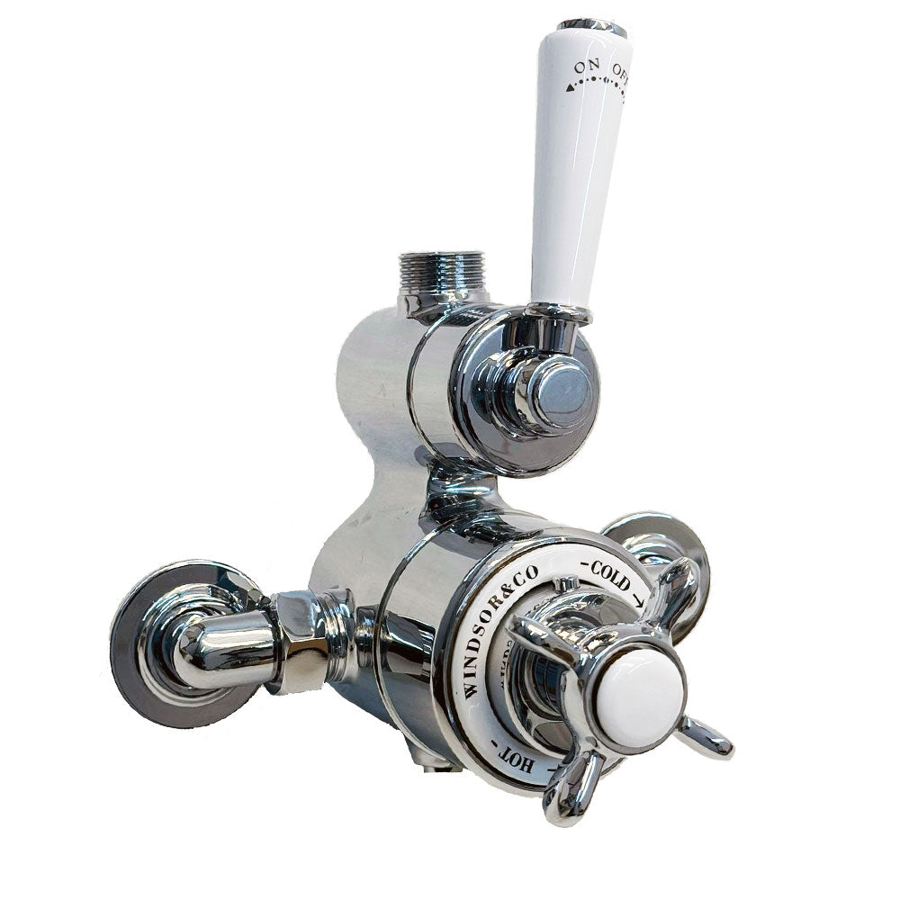 Windsor & Co klassieke losse opbouw thermostaatkraan met één weg, gepolijst, chroom