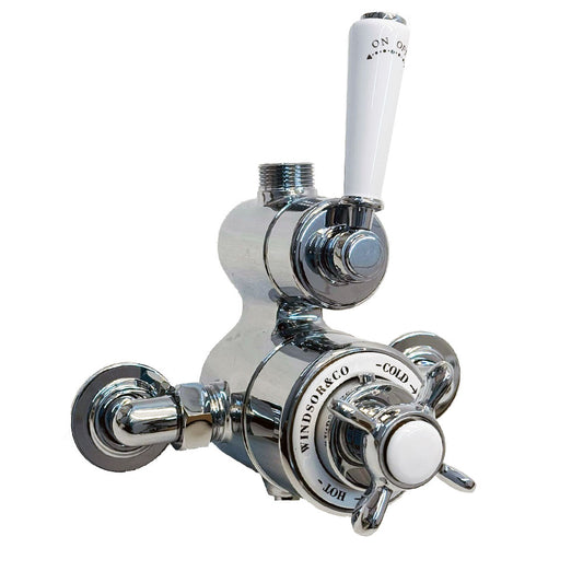 Windsor & Co klassieke losse opbouw thermostaatkraan met één weg, gepolijst, chroom