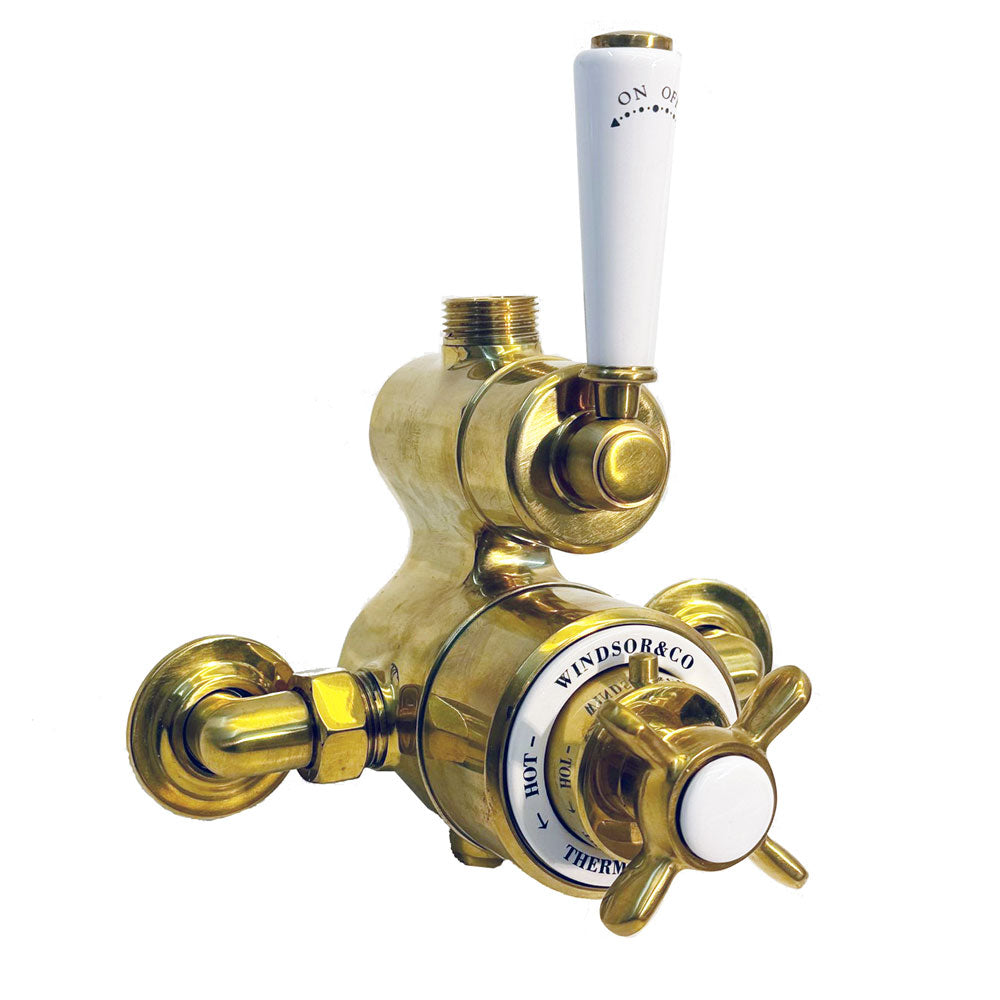 Windsor & Co klassieke losse opbouw thermostaatkraan met één weg, gepolijst messing (living color)