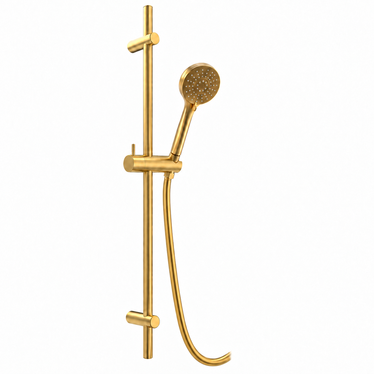 Xenz Pure design glijstangset met verstelbare handdouche en doucheslang Geborsteld Goud