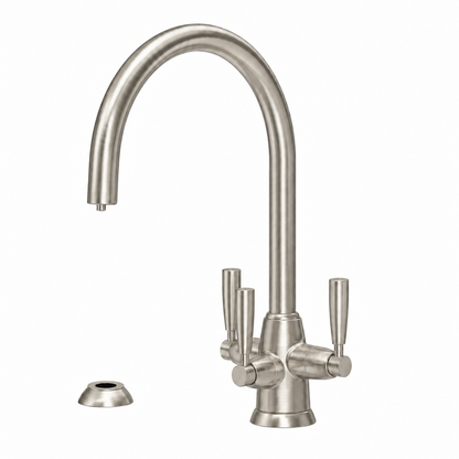 Perrin & Rowe Metris Triflow keukenkraan met waterfilter en reservoir – geborsteld nikkel