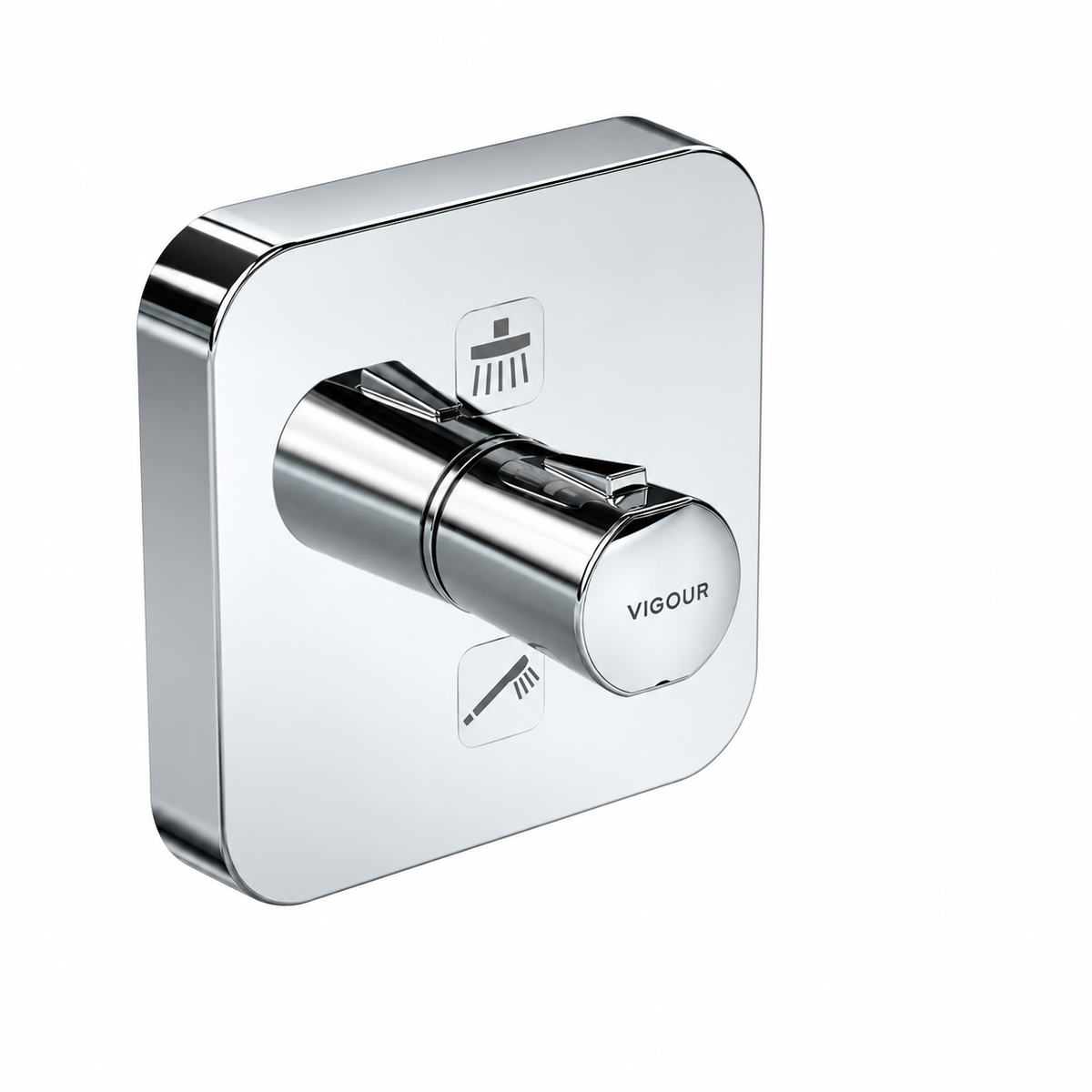 VIGOUR Individual 4.0 TipTec thermostaat-afbouwset voor 2 verbruikers – vierkante rozet, Chroom