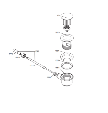 Vola A13-27 afvoerplug 1¼" met waste, hendelbediening mat zwart