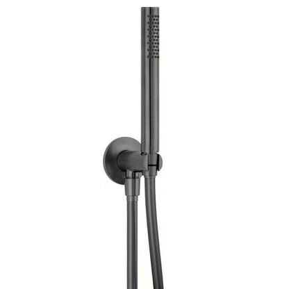 Qisani Flow handdouche set met watertoevoer, geborsteld gun metal