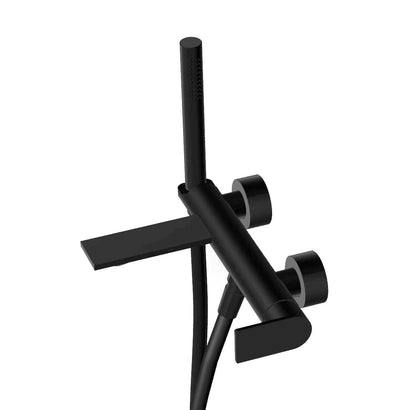 Treemme Ran 1-greeps opbouw design badmengkraan met omstel en douchegarnituur, mat zwart