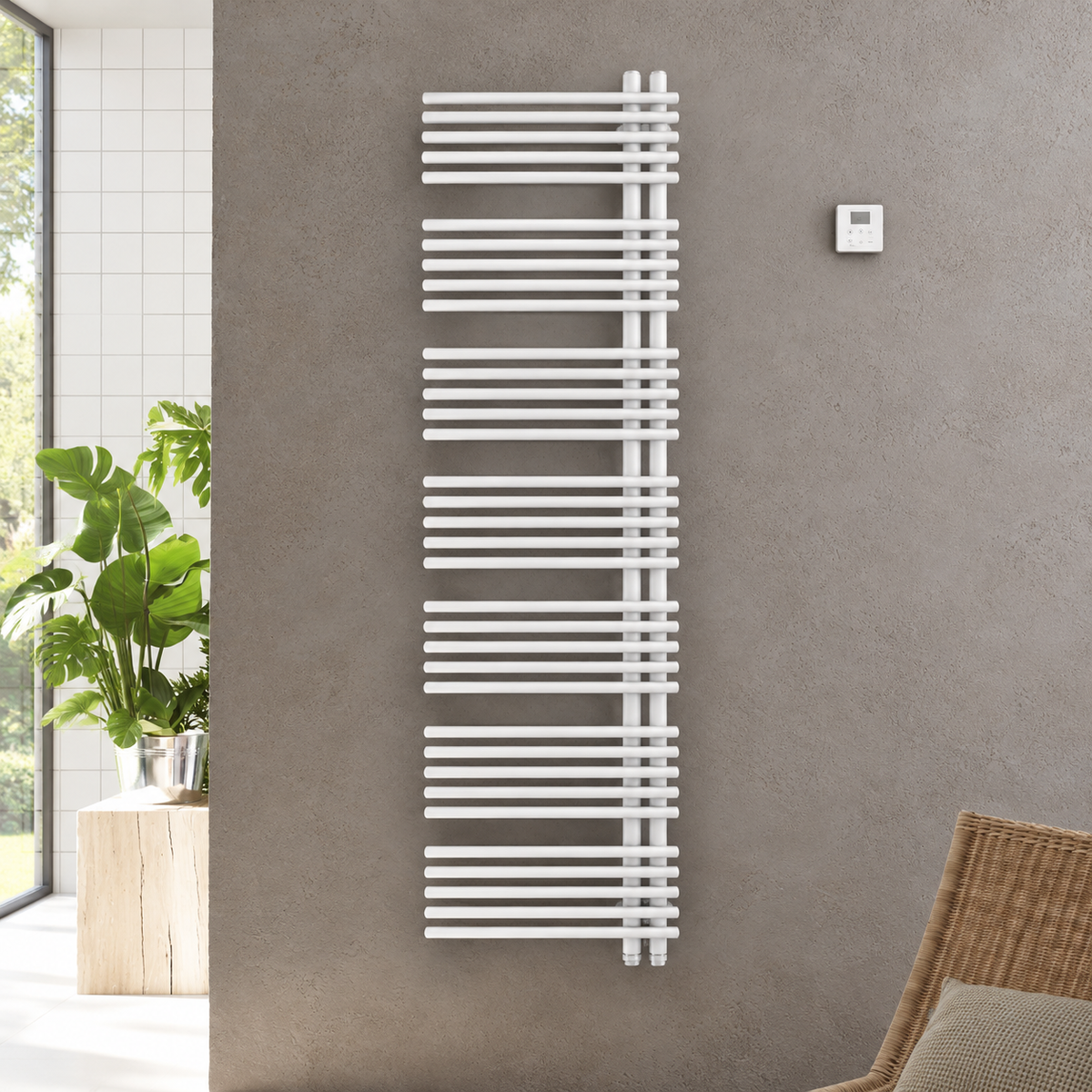 Zehnder Yucca Asym YAEL-170-60/UD 600 W elektrische radiator RAL 9016 Wit 1876 × 578 mm