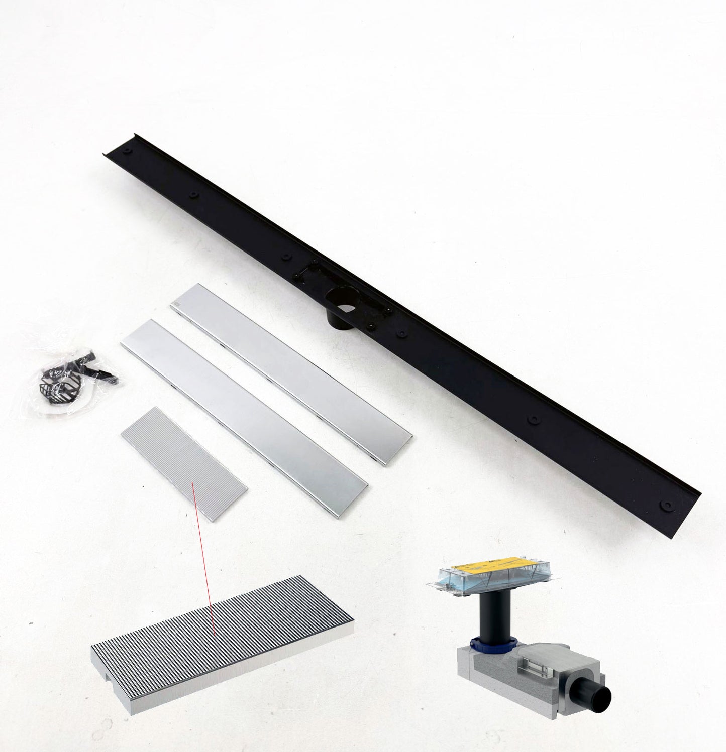 Gessi Shower Drain met afdekplaten 90 x 60 mm, Geborsteld chroom