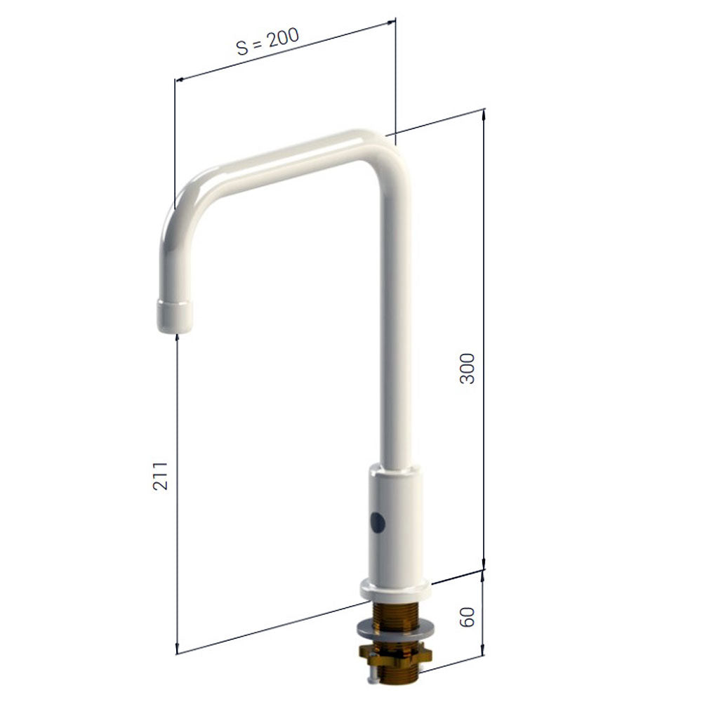 Broen Lab sensor-kraan voor koud water of voorgemengd op het werkblad, Wit