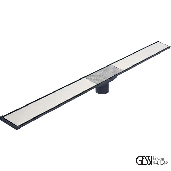 Gessi Shower Drain met afdekplaten 90 x 60 mm, Geborsteld chroom