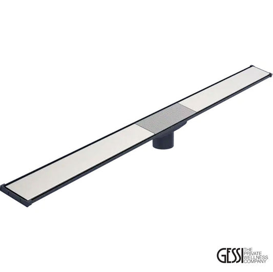 Gessi Shower Drain met afdekplaten 90 x 60 mm, Geborsteld chroom
