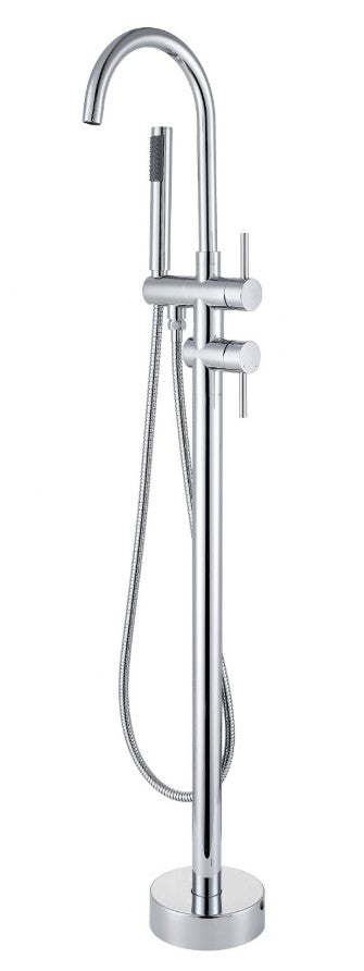 Luca Sanitair Vasca vrijstaande luxe slanke badmengkraan geborsteld mat nikkel