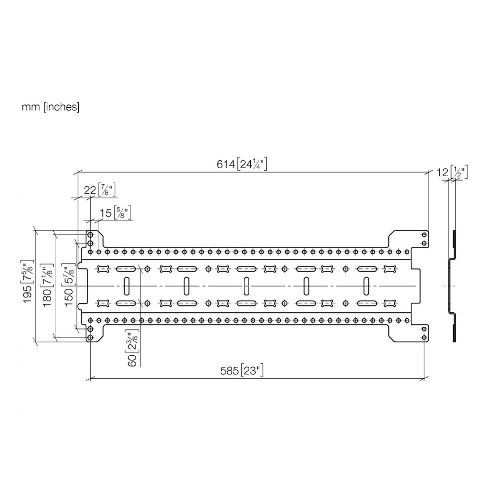 Dornbracht xGRID montagerail hoogte 135 mm, diepte 12 mm breedte 555 mm