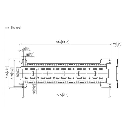 Dornbracht xGRID montagerail hoogte 135 mm, diepte 12 mm breedte 555 mm