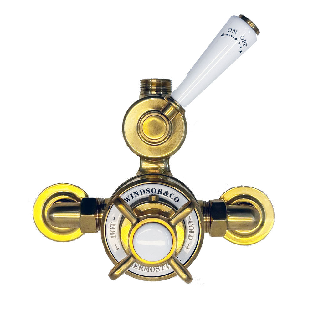 Windsor & Co klassieke losse opbouw thermostaatkraan met één weg, gepolijst messing (living color)